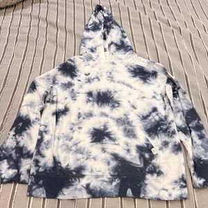 Boys SZ L GAP long sleeve navy and white tie dye hooded shirt